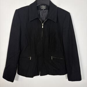 Alanni by Donnybrook 100% Wool Full Zip Jacket 12 Black Ukraine Dress Pea Coat